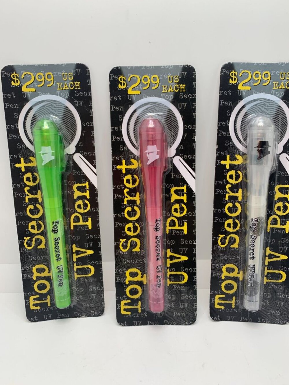 Top Secret UV Invisible Ink Pen Set Of 3 - Green Pink & Clear